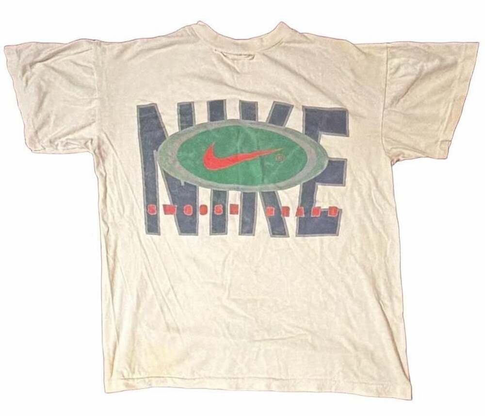 Vintage Nike Swoosh Logo T-Shirt White Graphic Tee Men's Large